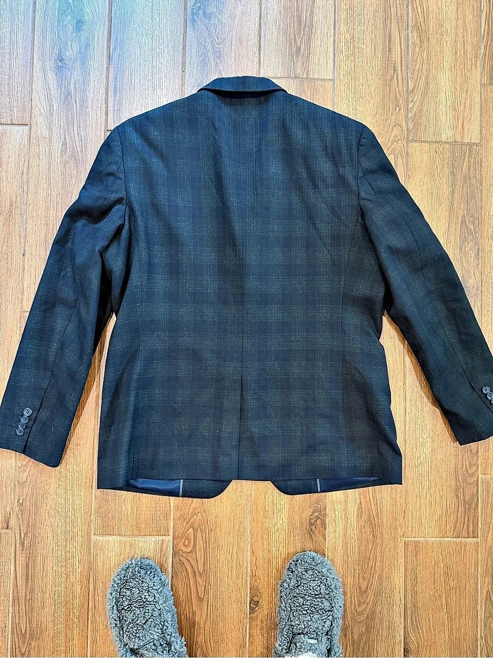 Banana Republic Tailored Fit Plaid Blazer Blue Size 46